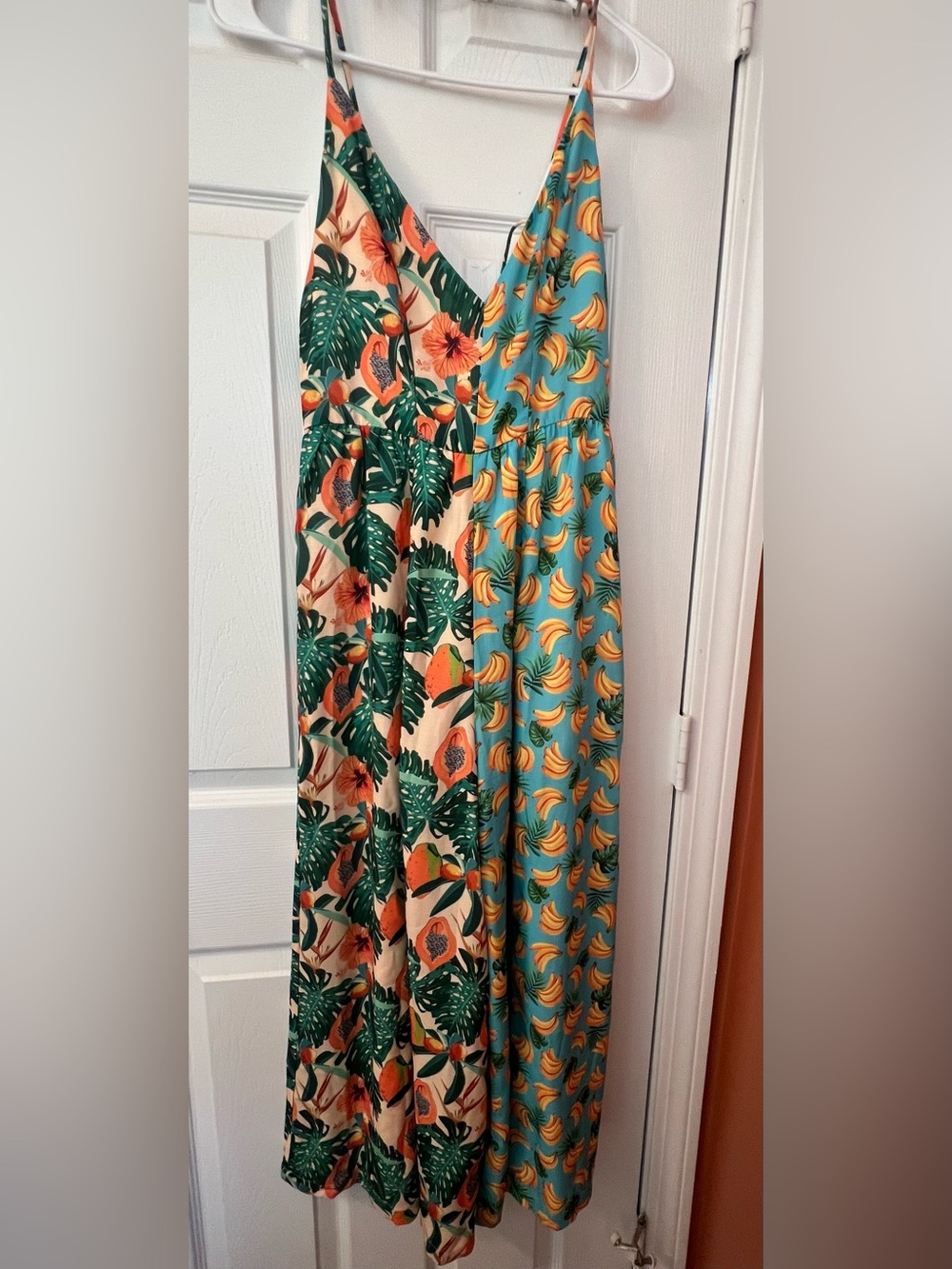 SHEIN Tropical wide leg jumper - Teal, Green & Yellow Banana Print